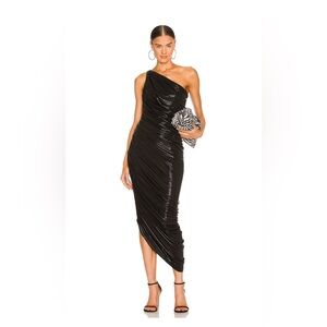 NWT Norma Kamali Diana Gown in Black Lame Fabric - Size M